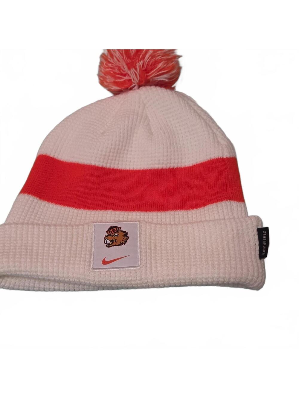 Oregon State Beavers Nike Knit Pom Beanie Hat Orange White OSU throwback logo